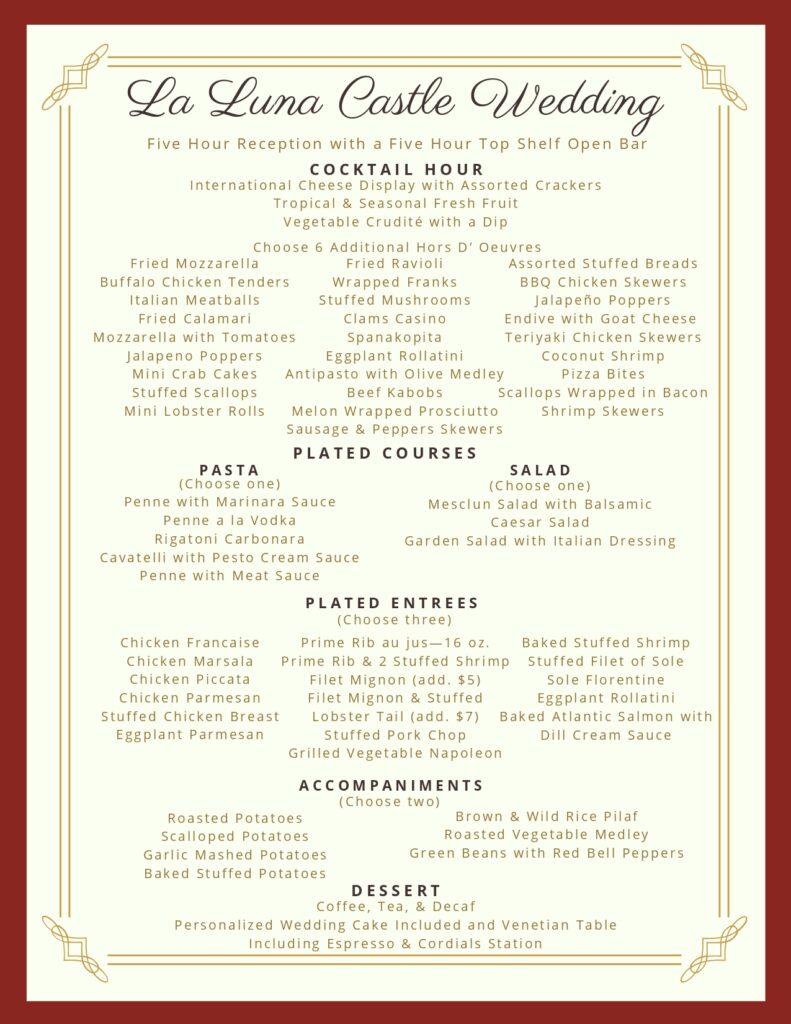 La Luna Castle Wedding Package