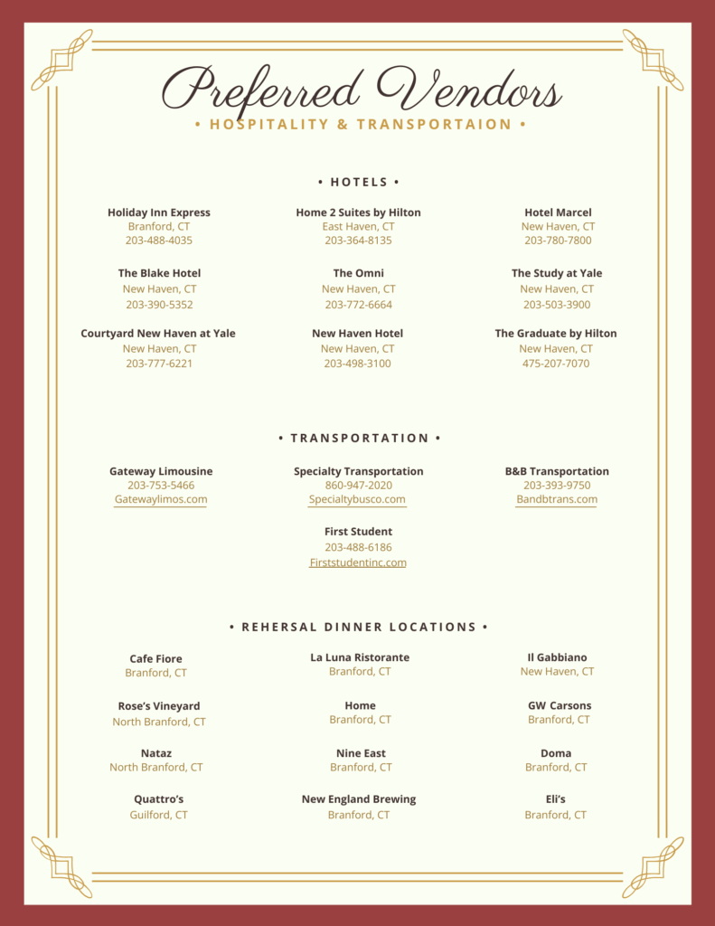 Preferred Vendors - Hospitality & Transportaion